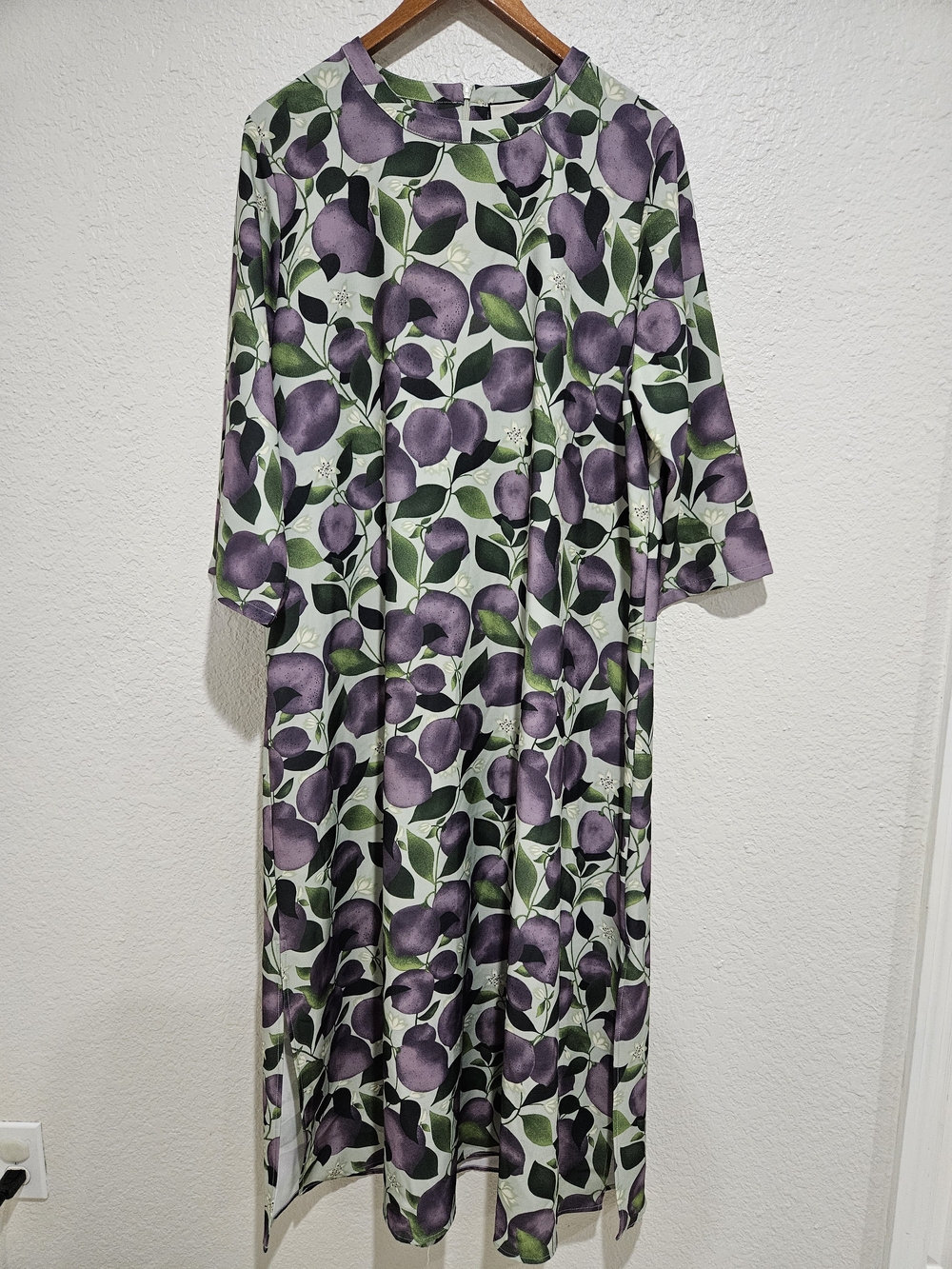 Tuckernuck Purple Floral Maxi Shift Dress with Green Leaves